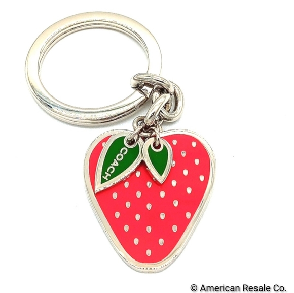 RARE COACH Vintage Strawberry with Red Signature Enamel Keychain Fob Purse Charm - Picture 2 of 5